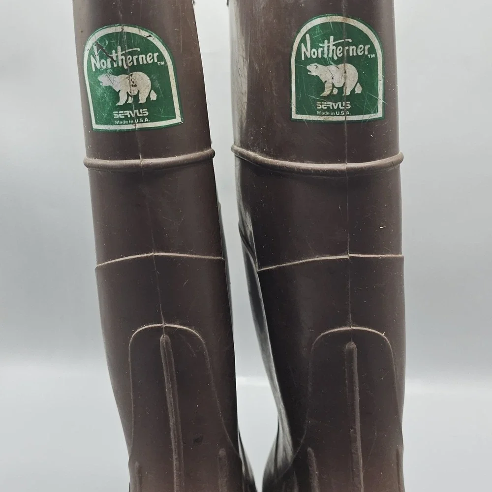 Vintage The Northerner Servus Rubber Boots Muck Slip Ons Brown Sz 12 Made In USA